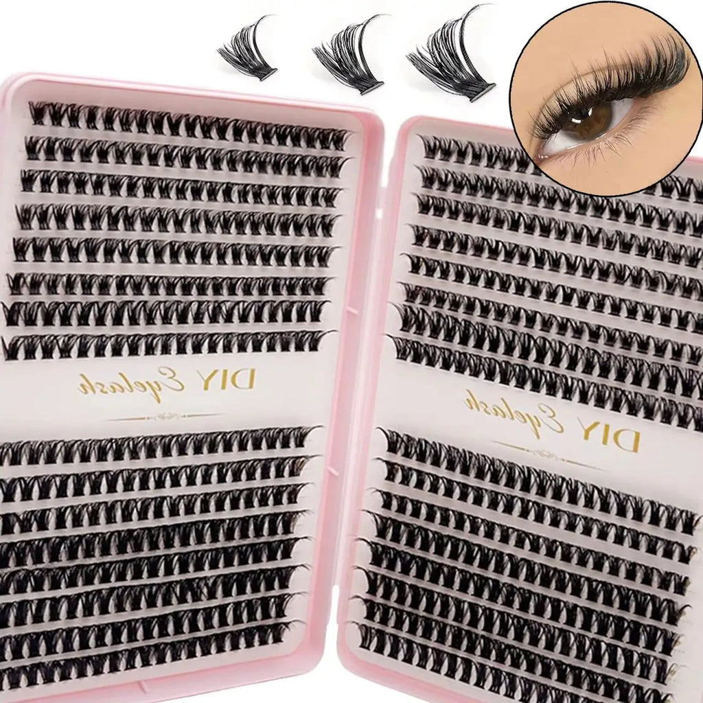 640Pcs DIY D-Curl Eyelashes 10-14Mm Natural Look Wispy Lashes 40P/80P Cluster for Personal Use