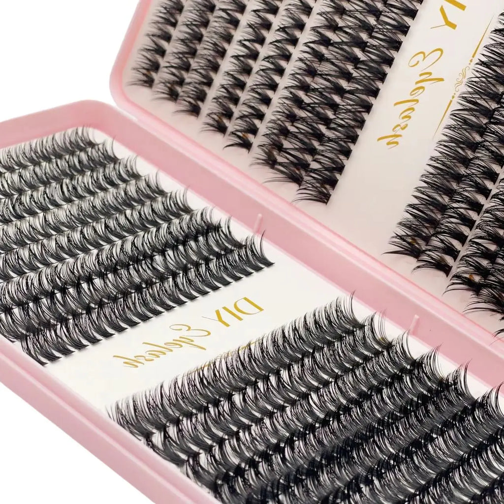 640Pcs DIY D-Curl Eyelashes 10-14Mm Natural Look Wispy Lashes 40P/80P Cluster for Personal Use