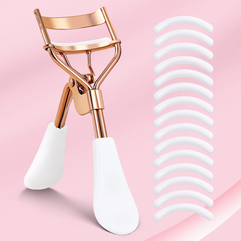 A Curly Long-Lasting Eyelash Clip with 15 Silicone Replacement Pads, Made with Eye Makeup, the Perfect Gift for Women