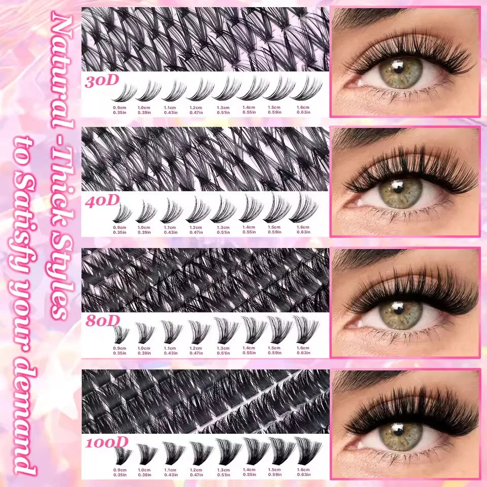 DIY Lash Extension Kit Clusters Individual Eyelashes Kit 9-16Mm with Bond and Seal Wispy Natural Mange Lashes